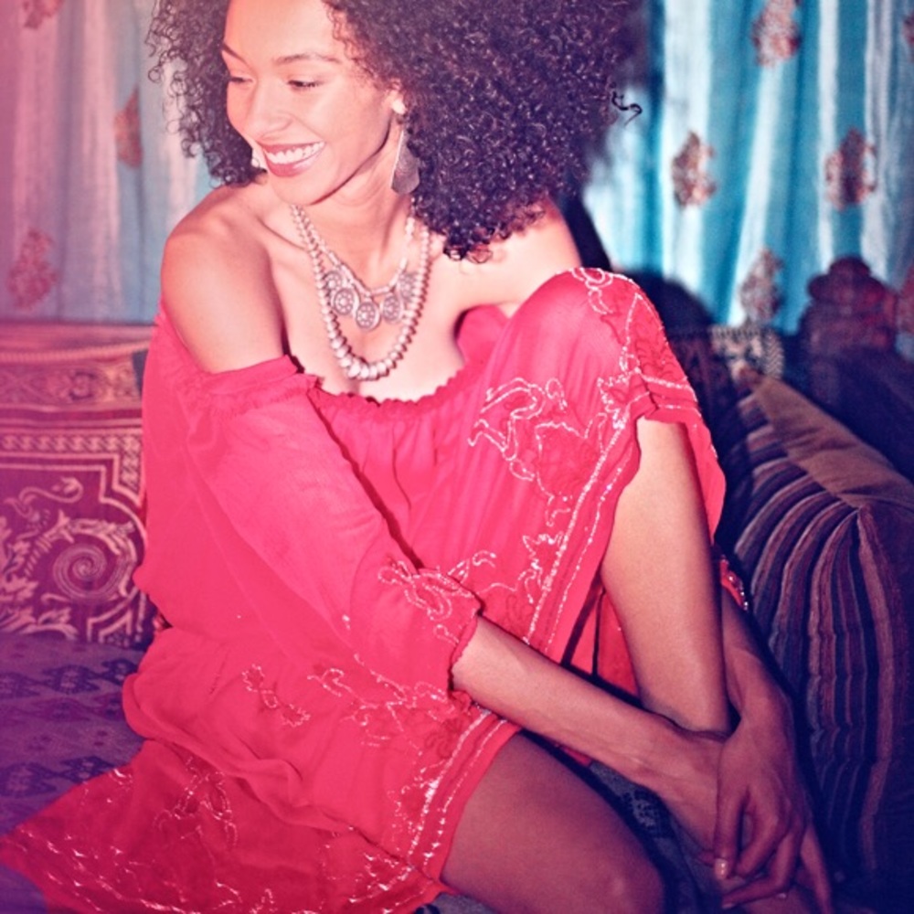 Free People Red Off-Shoulder Midi Dress